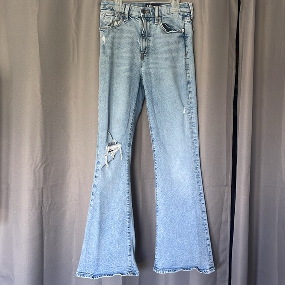 Gap Flare 70’s Light-Wash Distressed Jeans - Picture 2 of 7